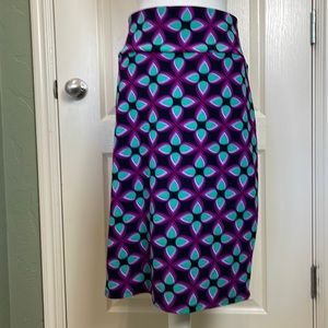 EUC Lularoe Black, Purple, and Turquiose Cassie Pencil Style Skirt sz 2XL